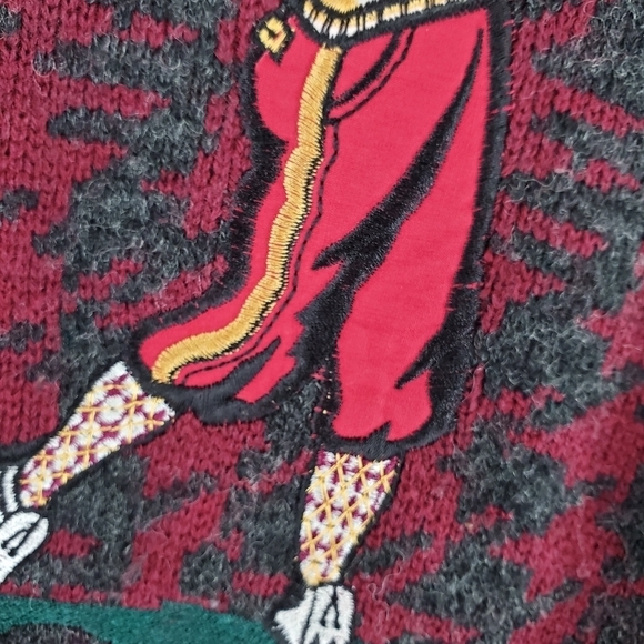 Vtg Golf Motif Knit Sweater Mens XL Maroon Red Gray Embroidered Crewneck L/S - Picture 9 of 11